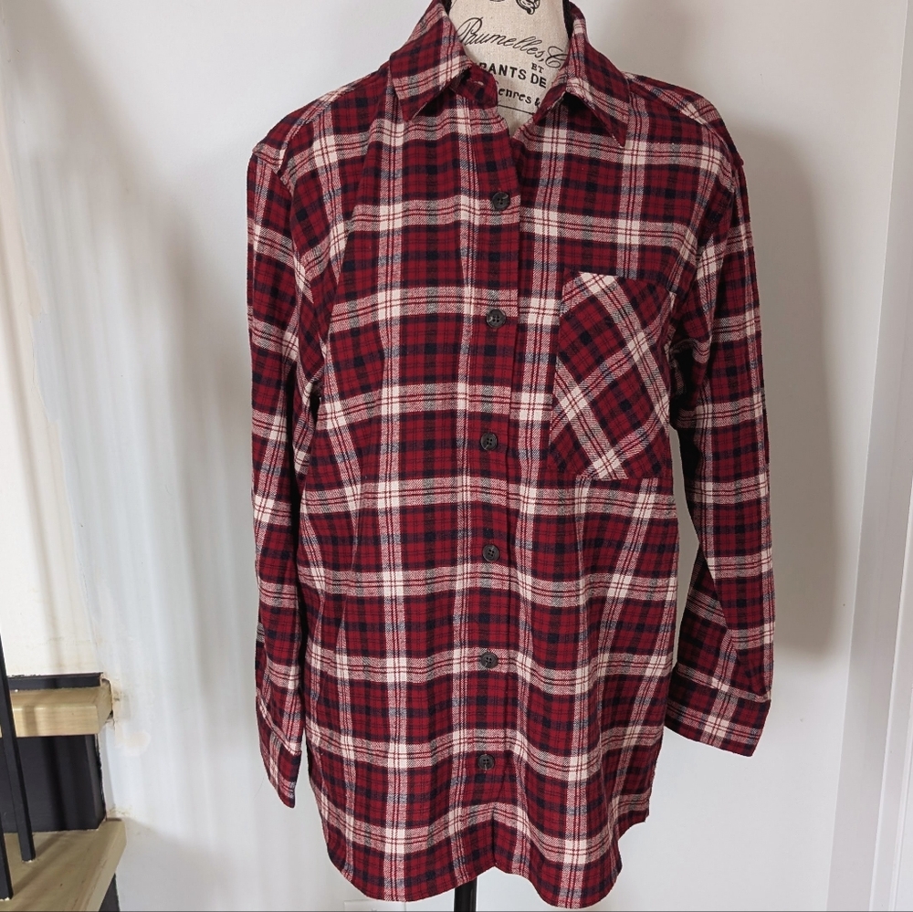 JOIE | Women's Red/Wht Plaid Super Soft Button Down Long Sleeved Shirt